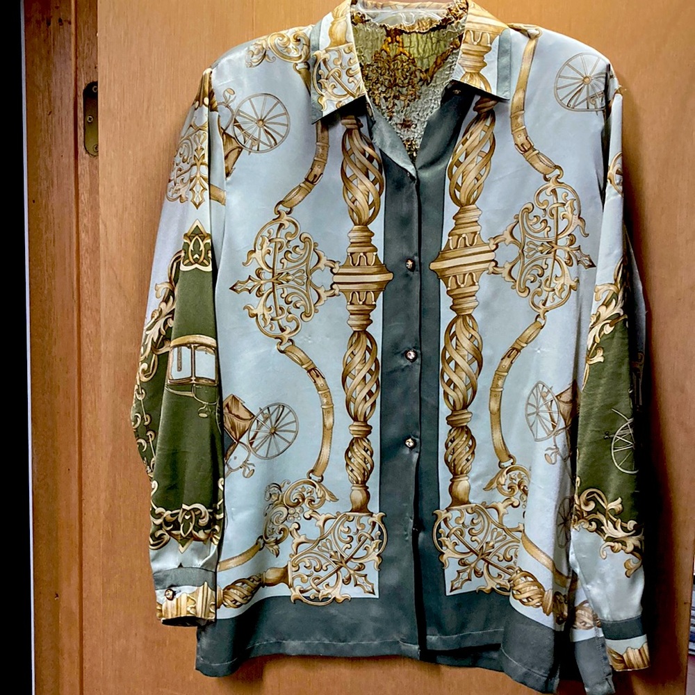 Women’s silk blouse duo.